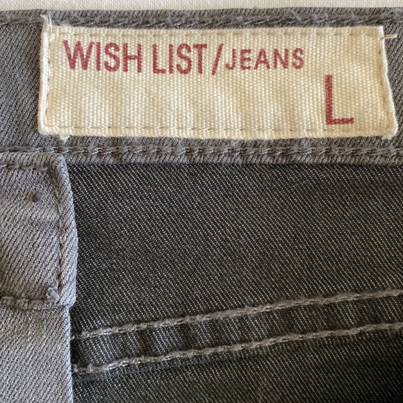 WishList jeans black washed denim rose embroidery ripped raw hem fringe Large - Picture 4 of 16